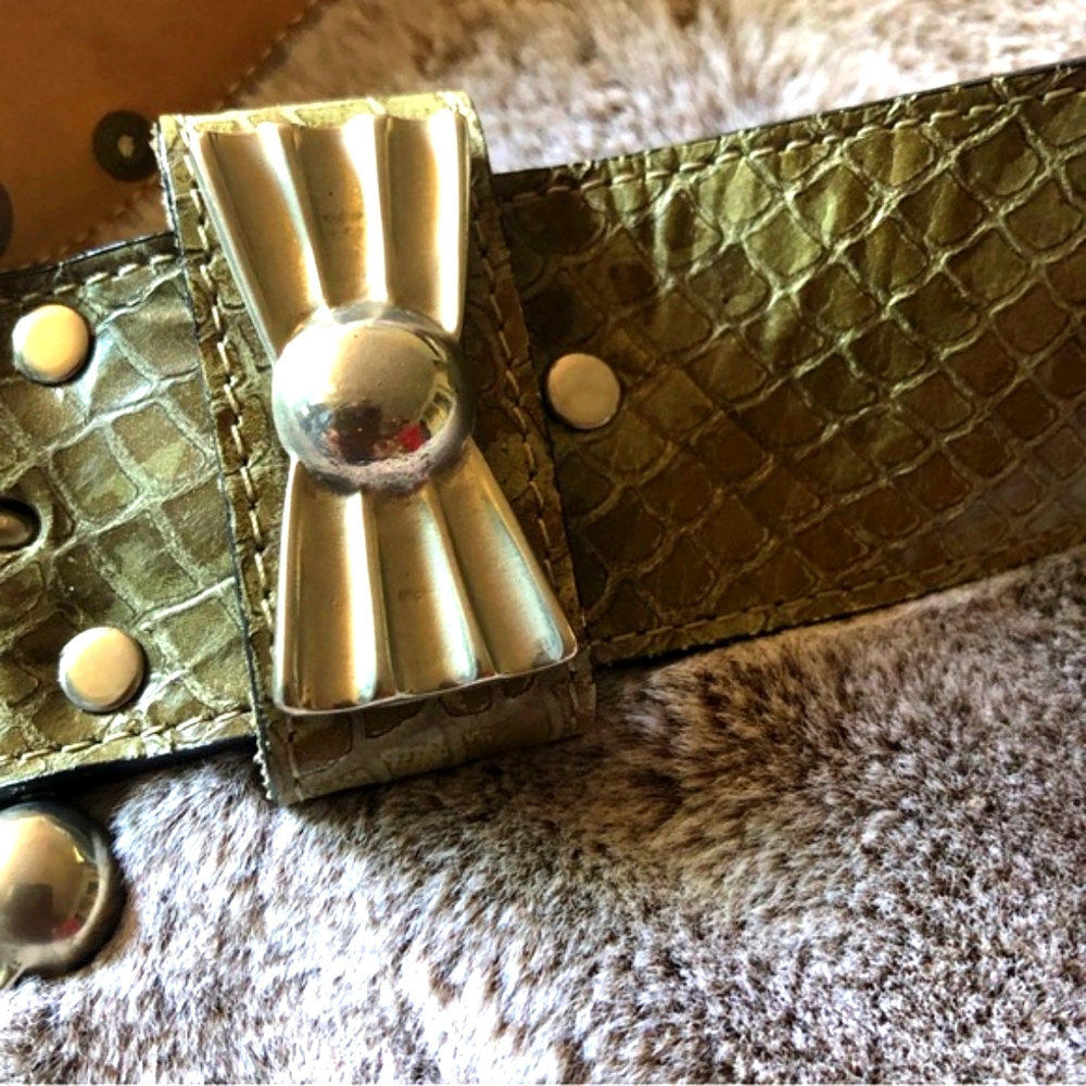 Streets Ahead Blues at Sunset Belt /Snake-embossed W/Large Silver buckle Size S - Picture 3 of 8